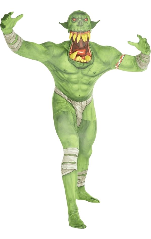 Herren Green Jaw Dropper Orc Morphsuit Kostüm