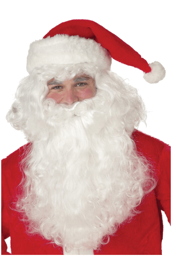 Feinlocken-Weihnachtsmann-Perücke und Bart-Zubehörset für Erwachsene