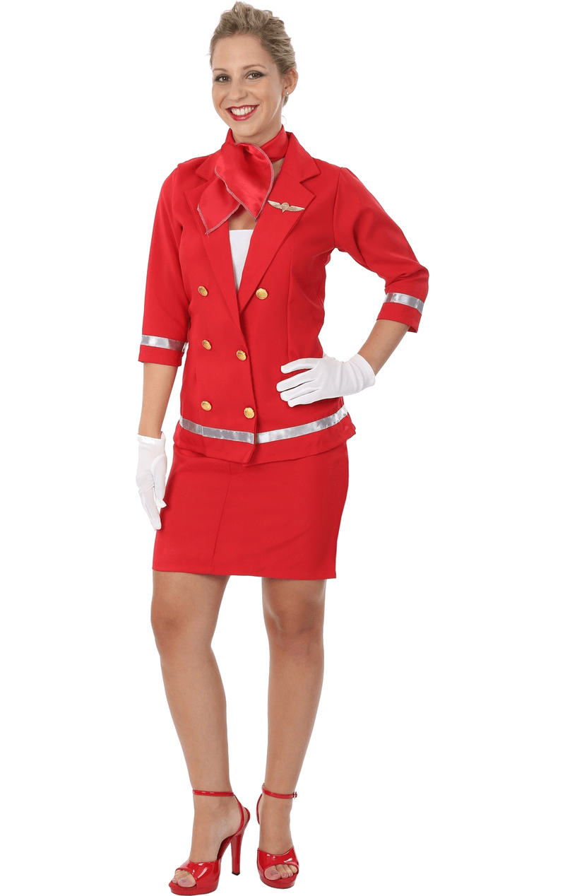 Sizzling Red Stewardess Kostüm für Erwachsene