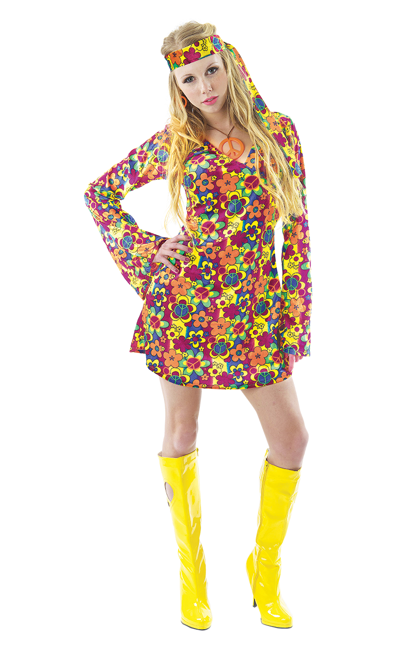 Adult 1960s Flower Power Hippy Costume