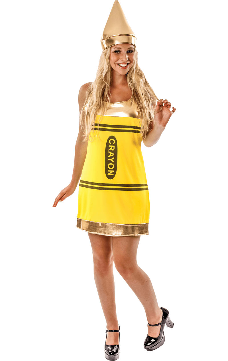 Gelbes Wachsmalstift-Kostüm für Damen