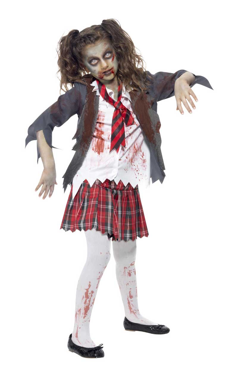 Mädchen-Zombie-Schulmädchen-Halloween-Kostüm