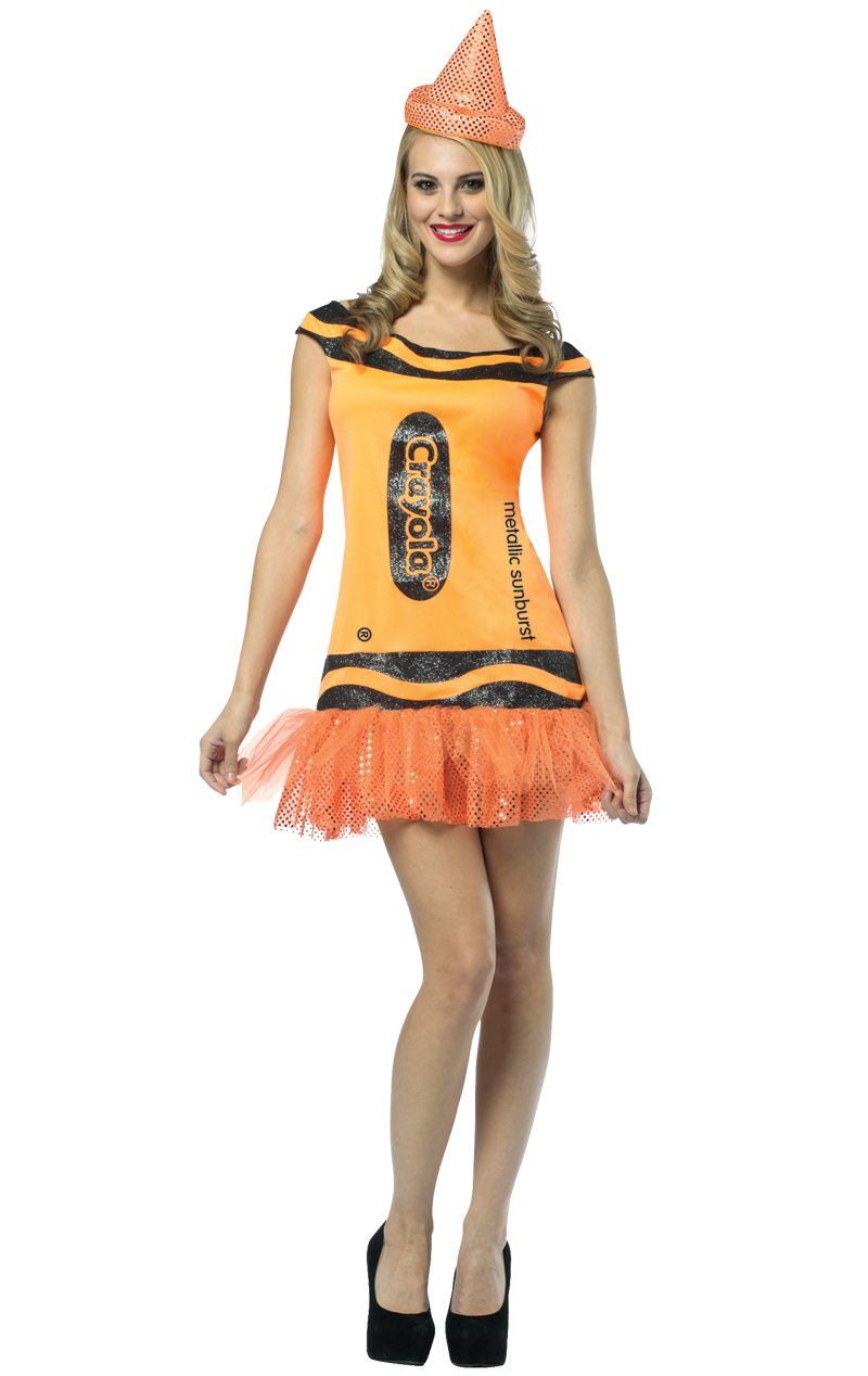 Orange Glitter Crayola Kostüm für Erwachsene