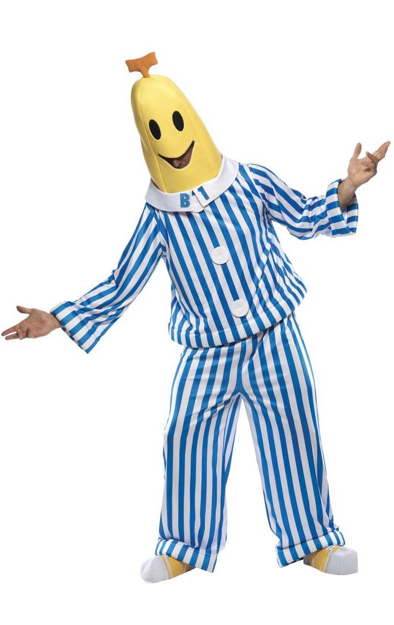 Erwachsene Bananen im Pyjama-Kostüm