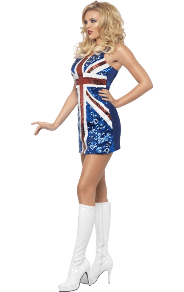 Geri Halliwell Pailletten-Union-Jack-Kostüm für Damen