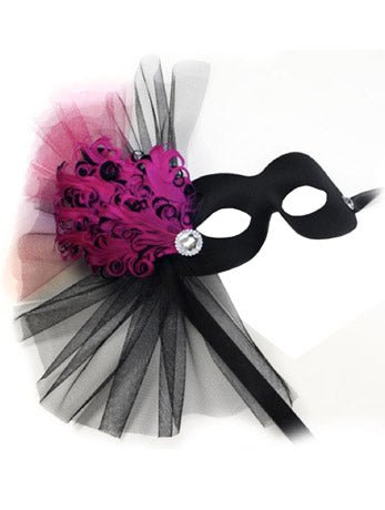 Black & Fuchsia Masquerade Facepiece - Joke.co.uk