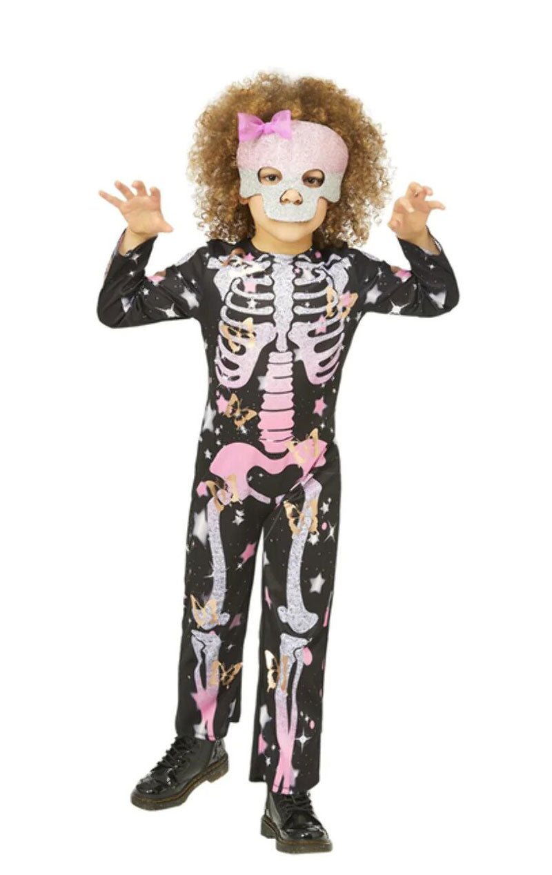 Childrens Skeleton Rose Gold Sparkle Costume - Joke.co.uk