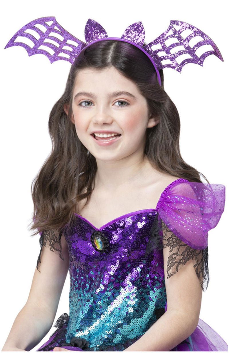 Purple Glitter Bat Headband - Joke.co.uk