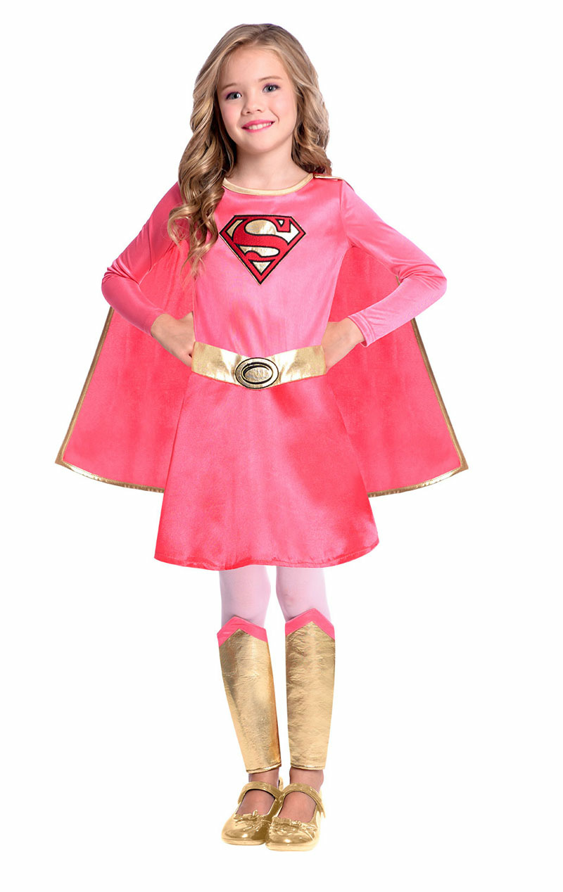 Rosa Supergirl-Kostüm für Kinder