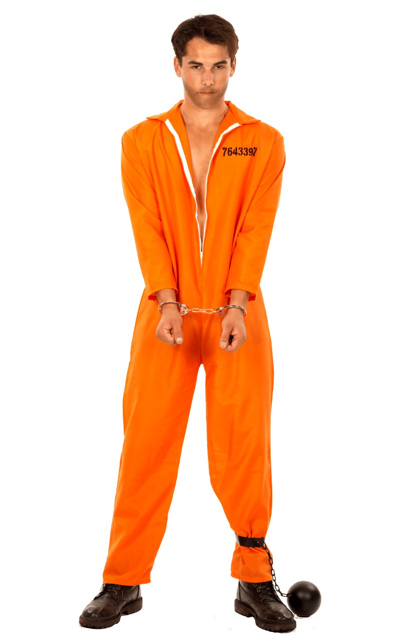 Adult Orange Escaped Convict Outfit - Joke.co.uk