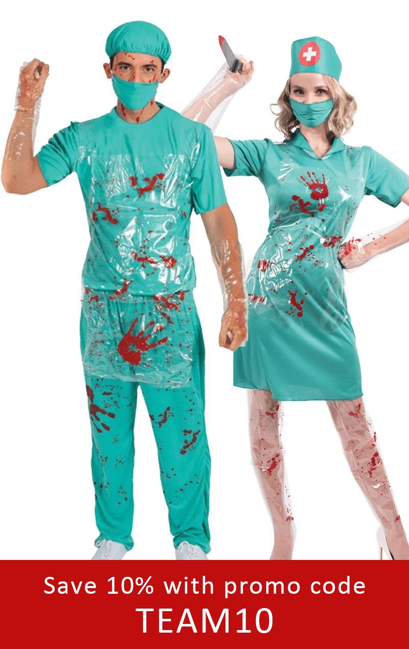 Bloody Nurse & Doctor Couples Costume - Joke.co.uk