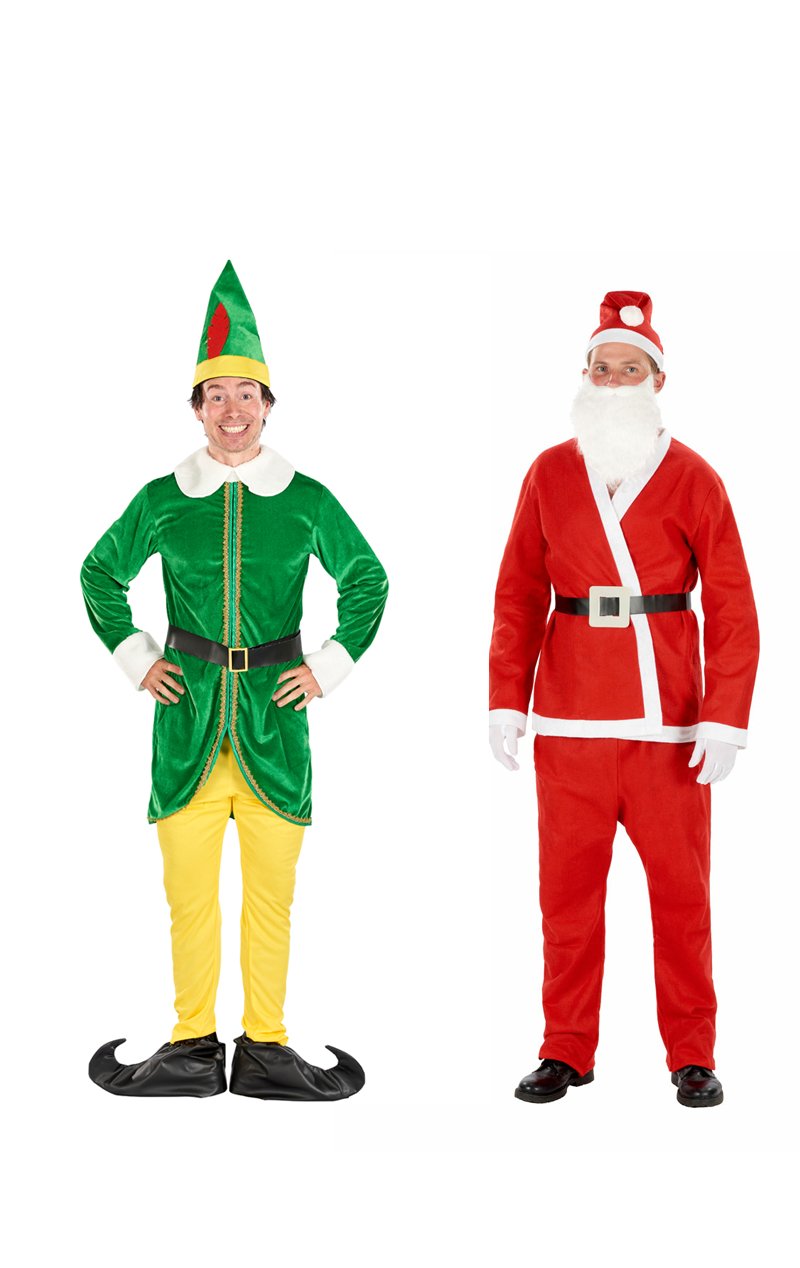 Buddy The Elf & Santa Claus Couples Costume - Joke.co.uk