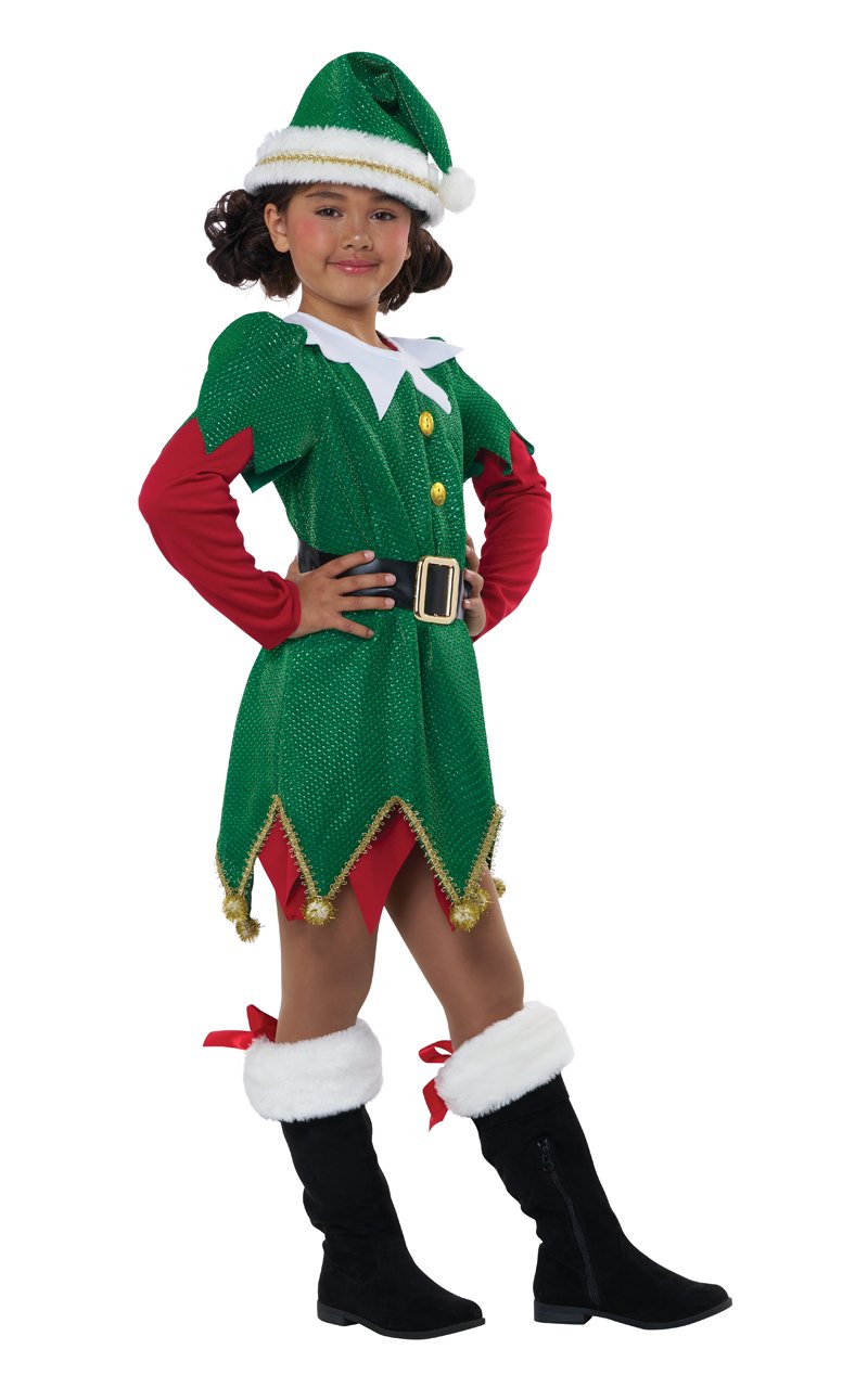 Girls Cute Christmas Elf Costume - Joke.co.uk