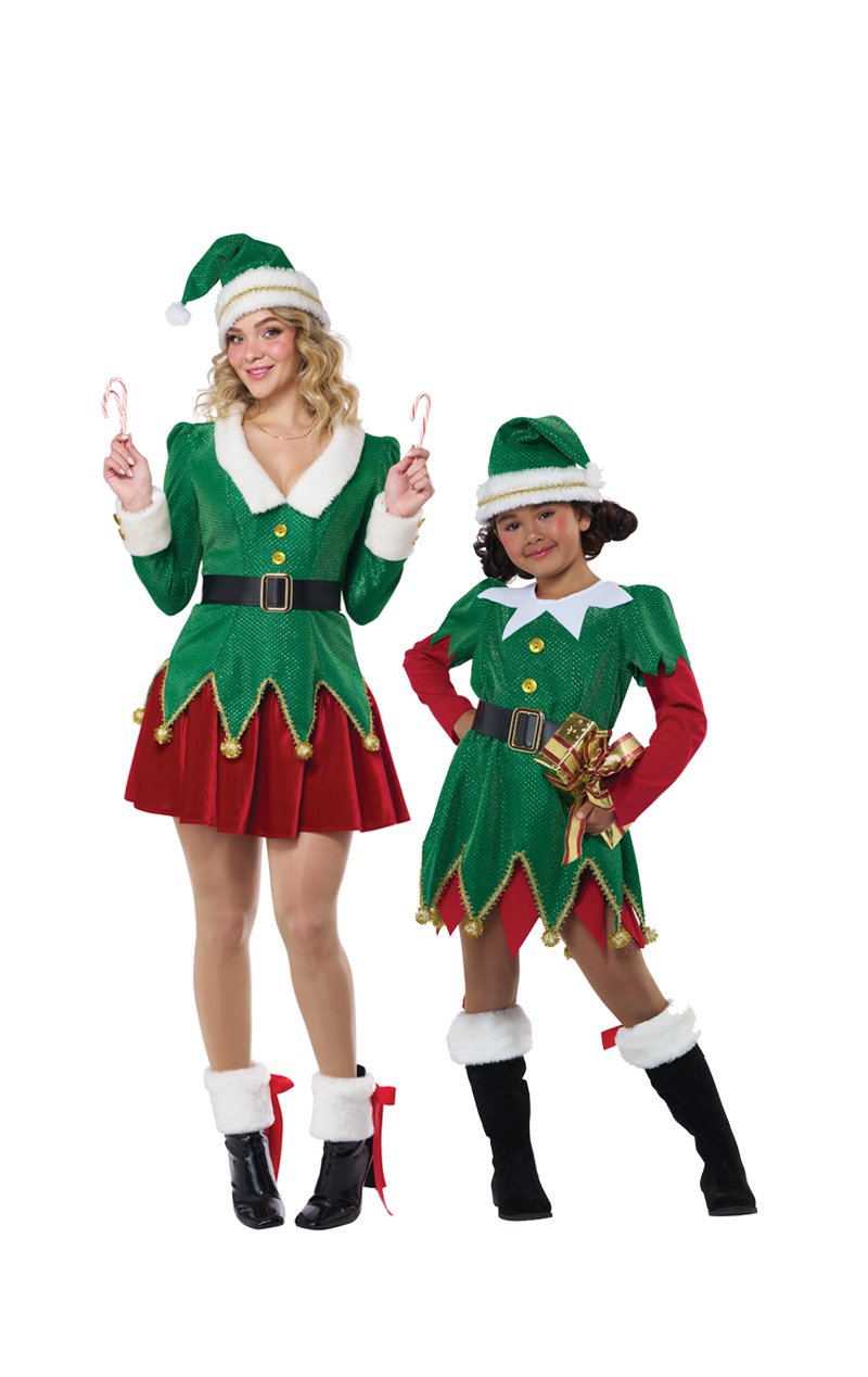 Mama & Daughter Elf Couples Costume - Joke.co.uk