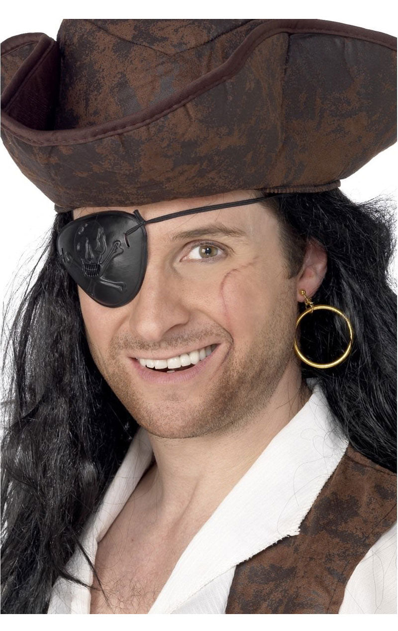 Piraten-Augenklappe und Ohrring-Set