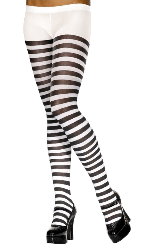 Schwarz-weiß gestreifte Damenstrumpfhose