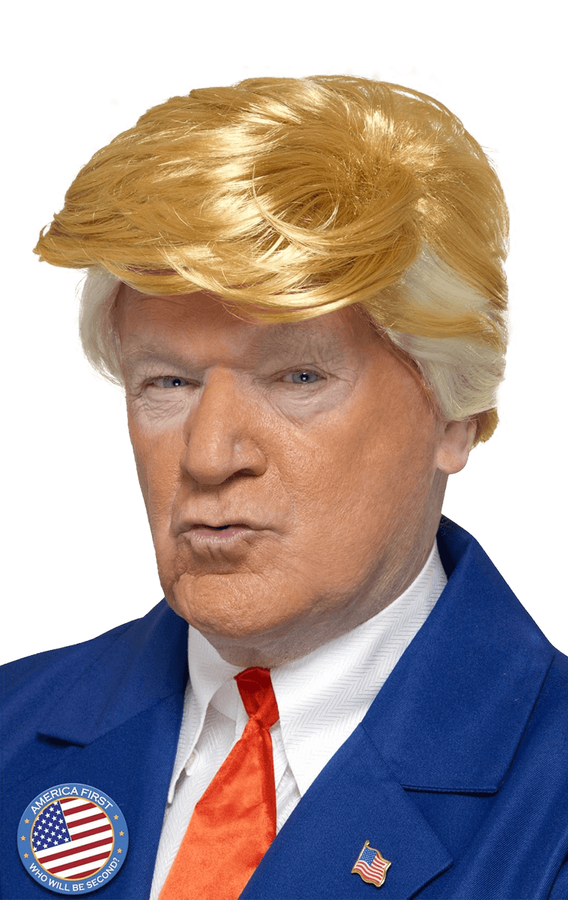 Präsident Trump orange und blonde Perücke
