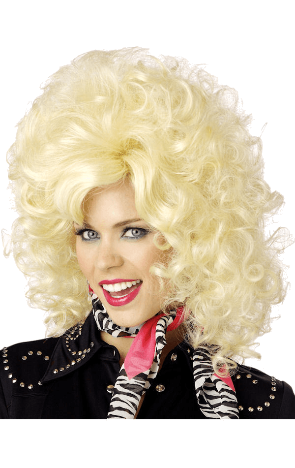 Dolly Parton lockige blonde Perücke