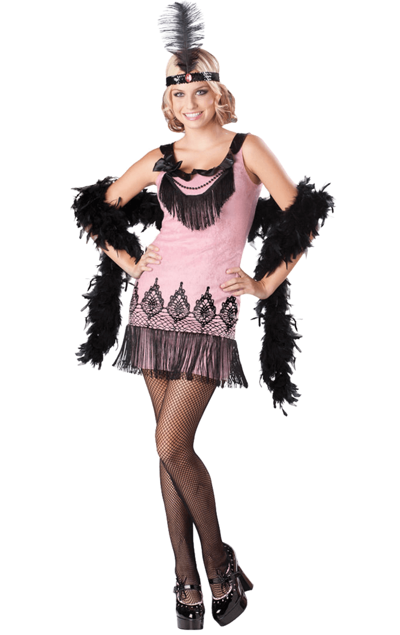 Flirty Flapper-Kostüm für Damen in Rosa