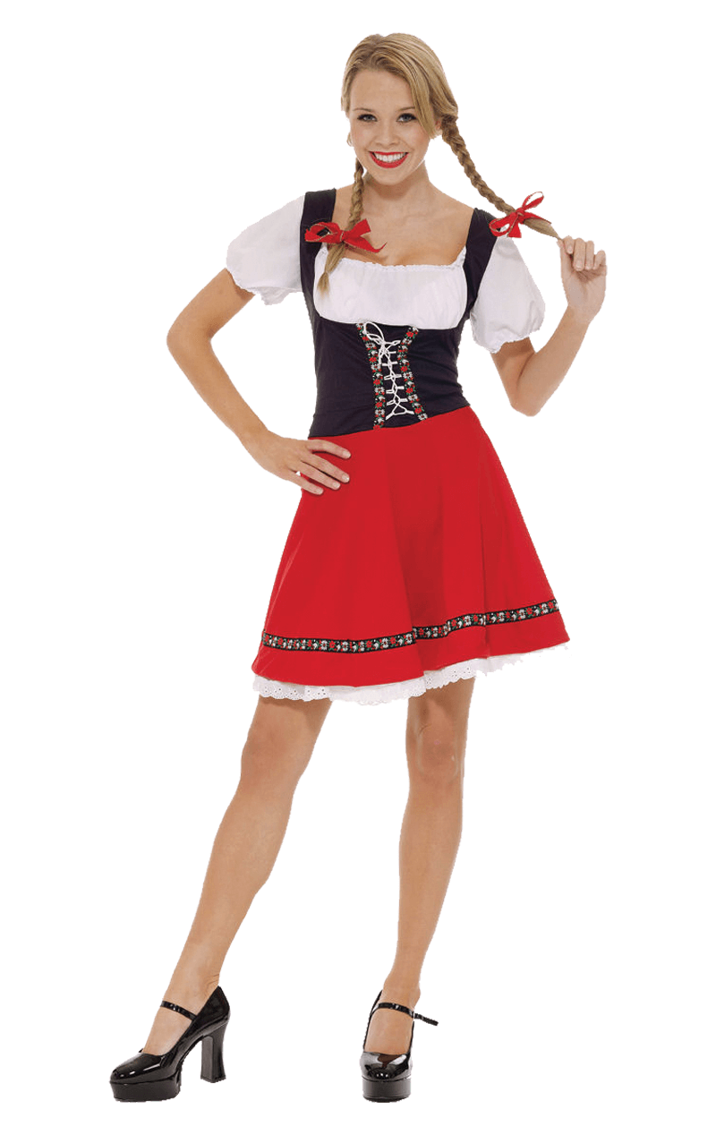 Rotes bayerisches Oktoberfest-Kostüm für Damen