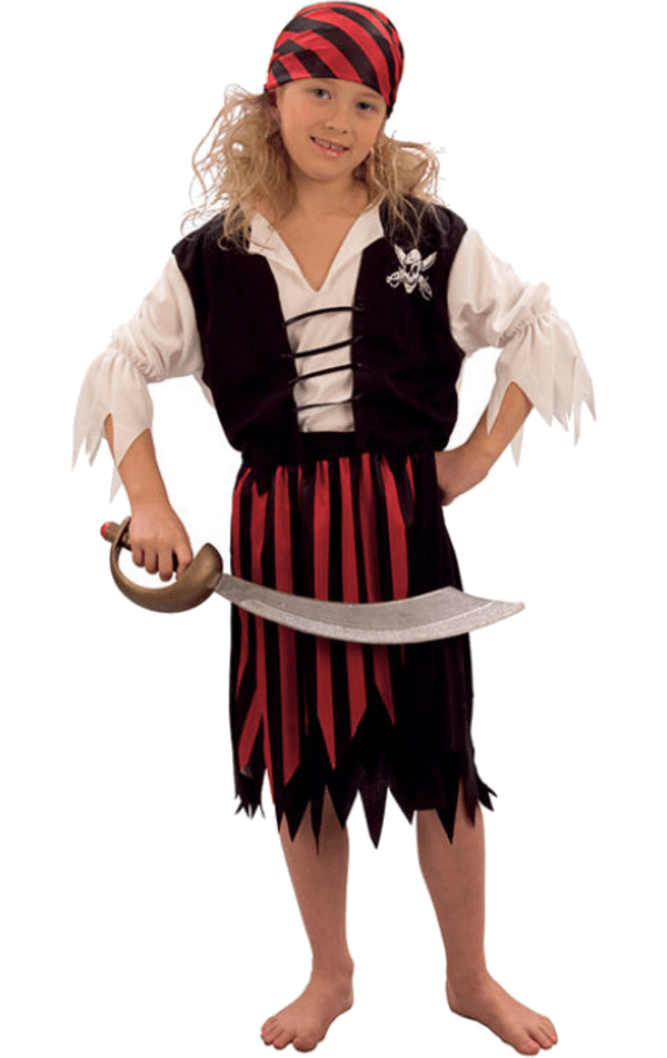 Gestreiftes Piratenmädchenkostüm für Kinder