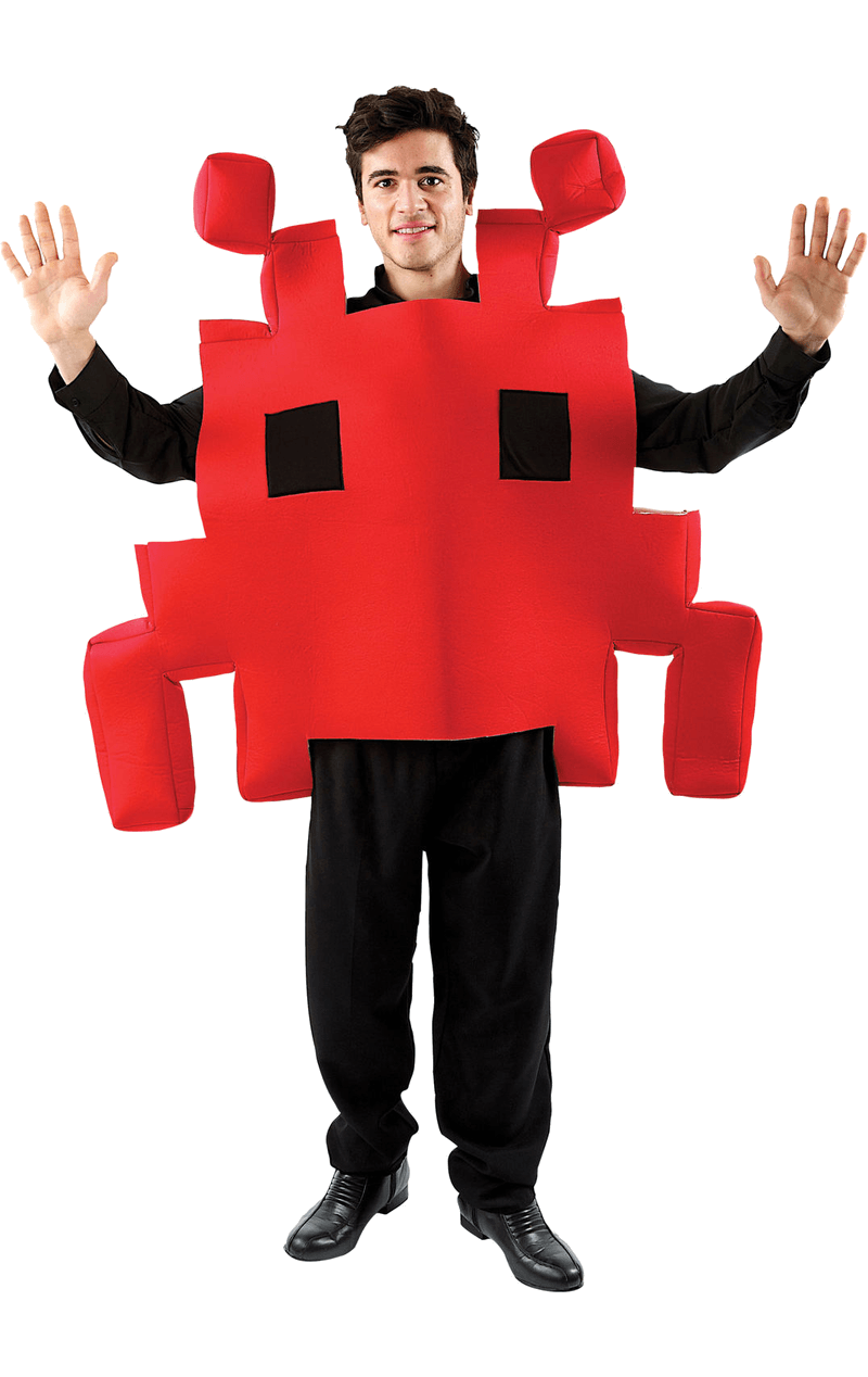 Red Space Invader Kostüm für Erwachsene