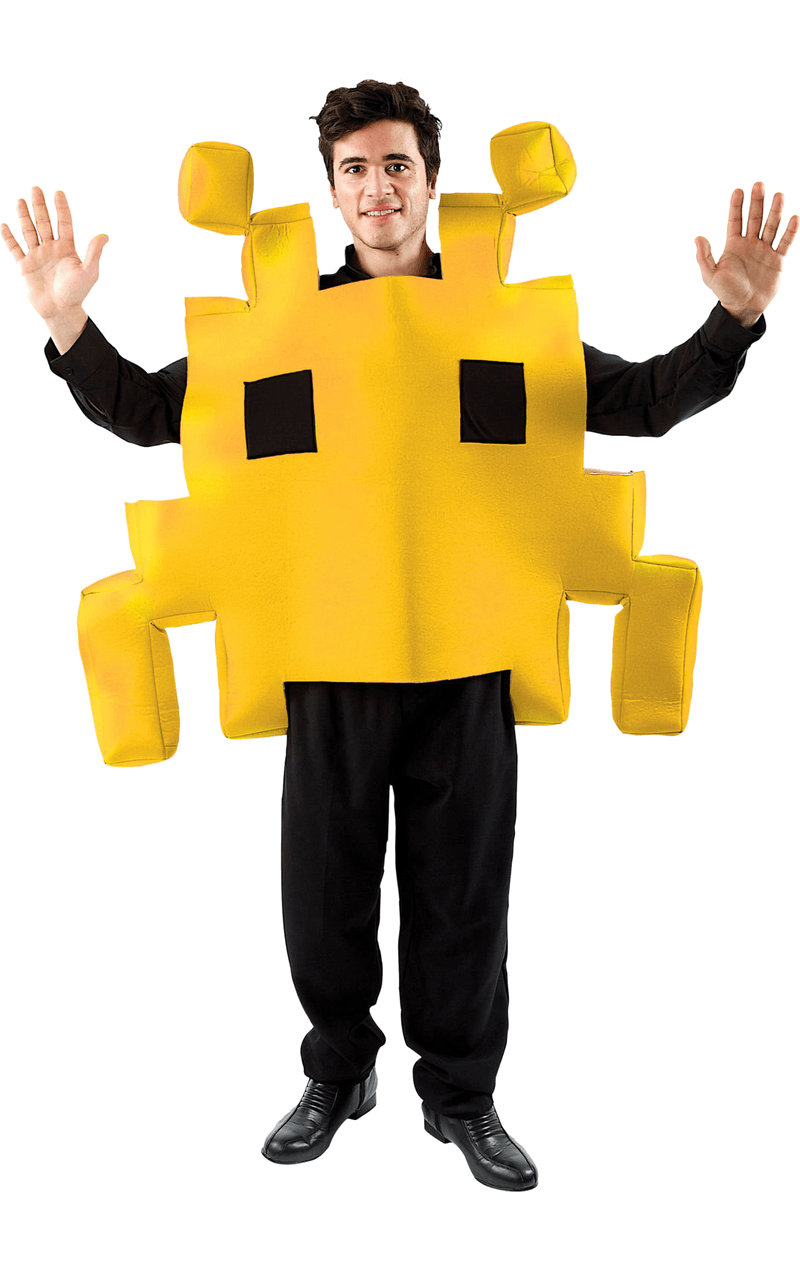 Gelbes Space Invader-Kostüm für Erwachsene