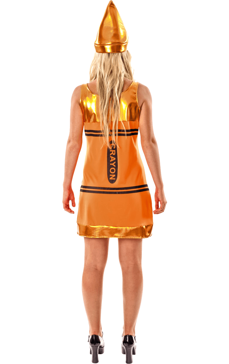 Orangefarbenes Wachsmalstift-Kostüm für Damen