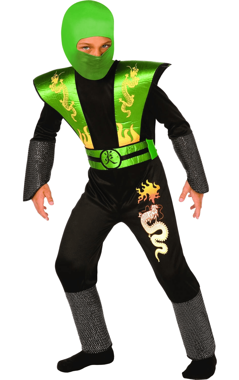 Grünes Ninja-Krieger-Kostüm für Kinder