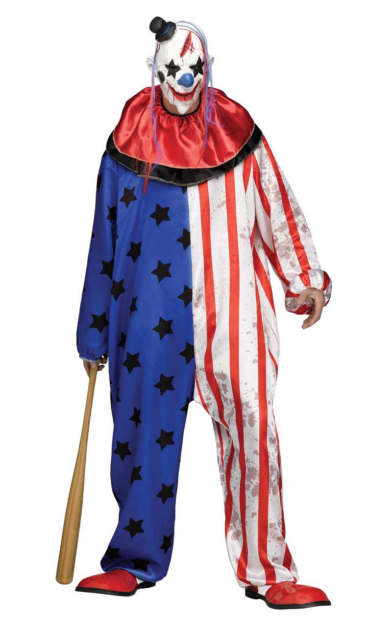 Stars and Stripes Clown Kostüm für Erwachsene