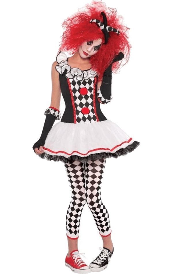Girls Teen Harlequin Honey Jester Costume