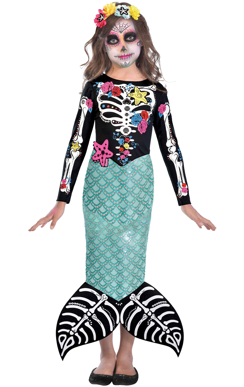 Mädchen Meerjungfrau Tag der Toten Kostüm