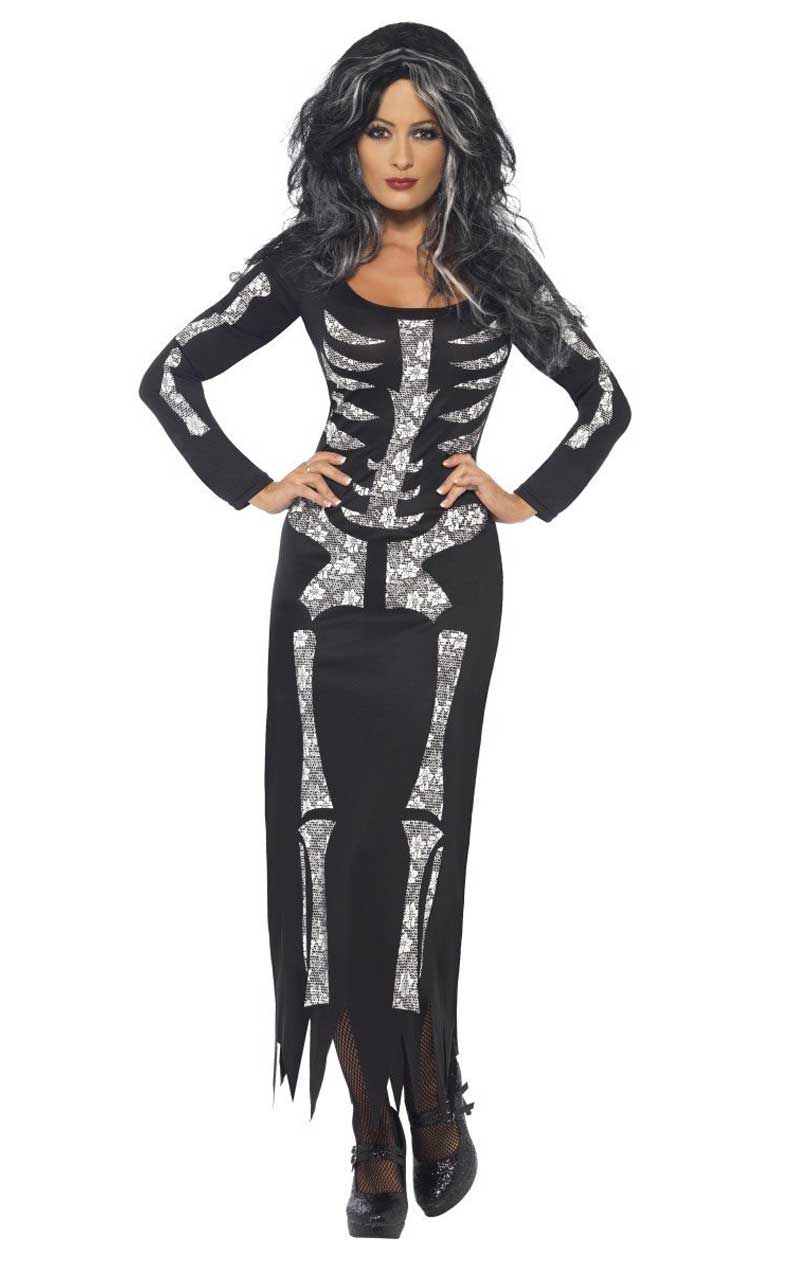 Skelett-Halloween-Kleid für Damen
