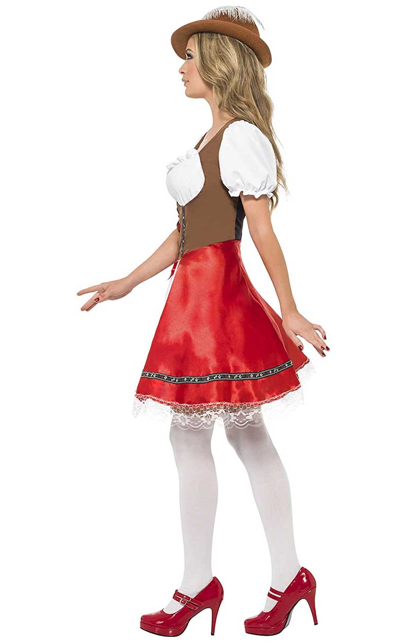 Rotes bayerisches Oktoberfest-Kostüm für Damen