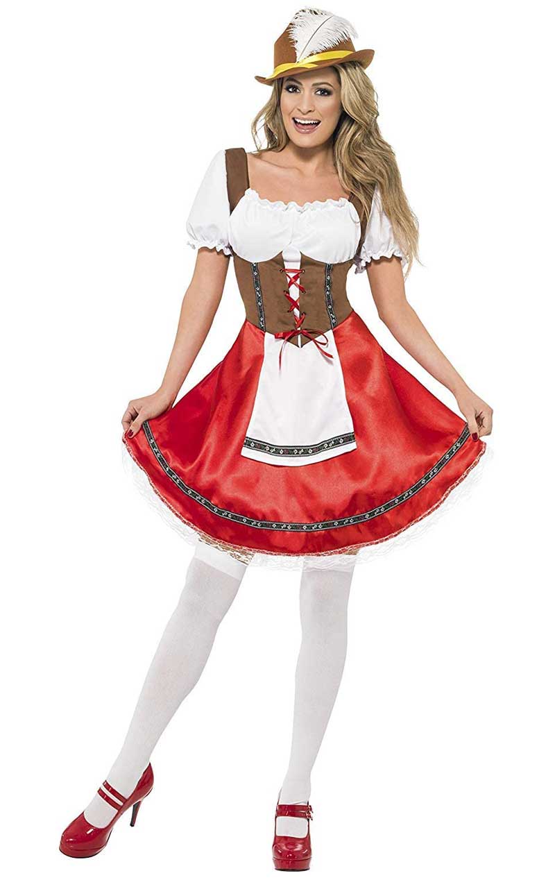 Rotes bayerisches Oktoberfest-Kostüm für Damen