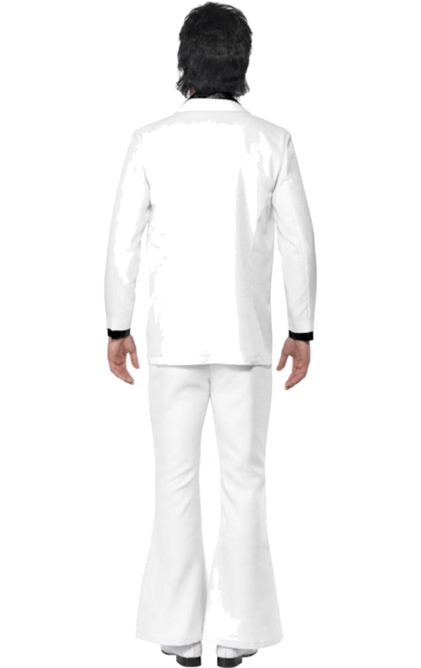Weißes Disco-Anzugkostüm für Herren aus den 1970er Jahren