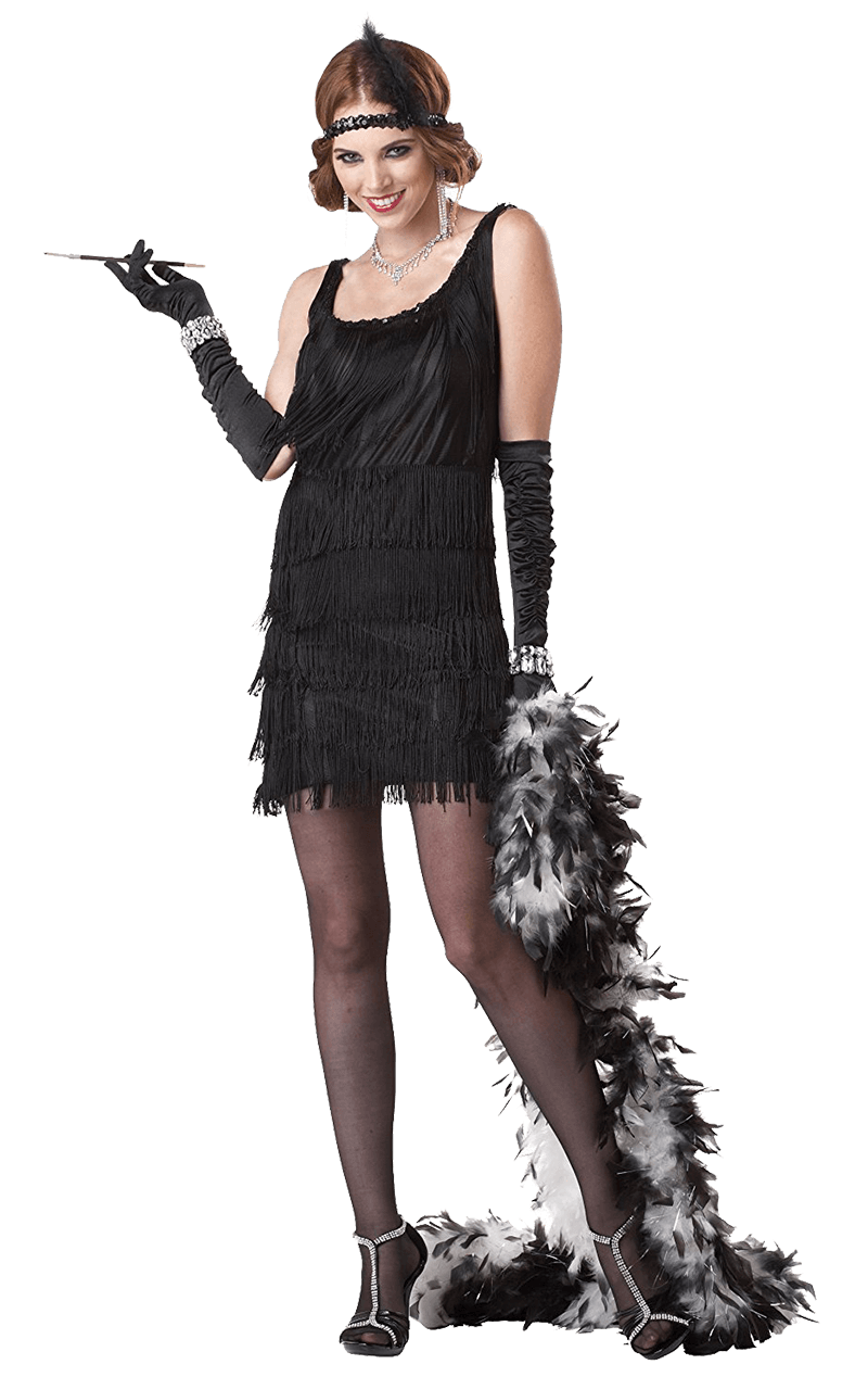 Flapper-Kostüm für Damen im Stil der 1920er Jahre in Schwarz