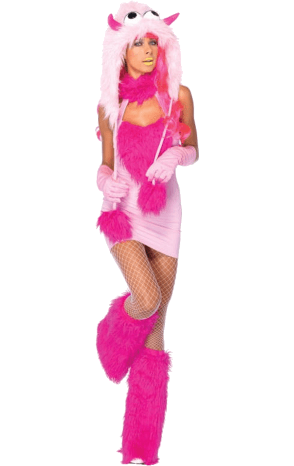 Rosafarbenes Puffmonster-Kostüm für Damen
