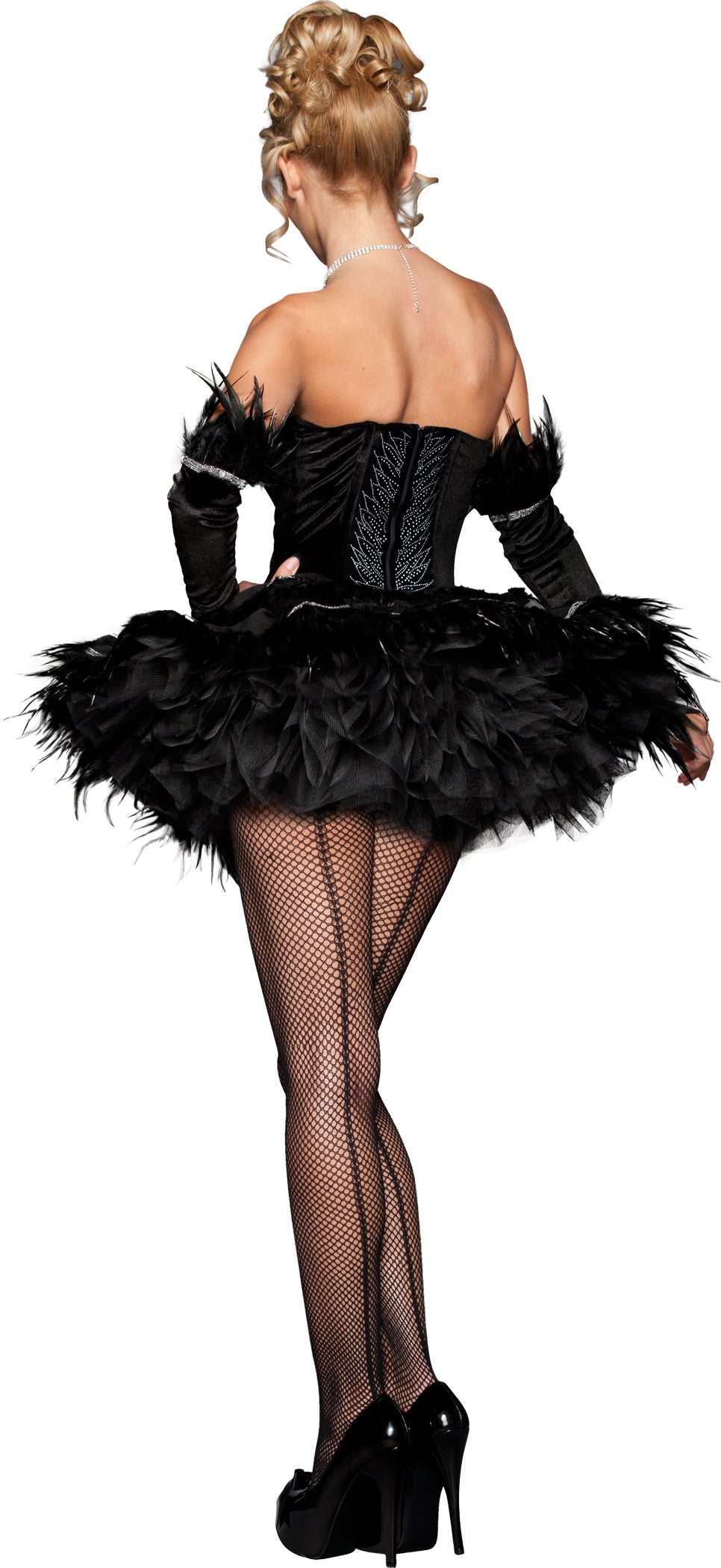 Verführerisches schwarzes Schwan-Ballerina-Kostüm für Damen