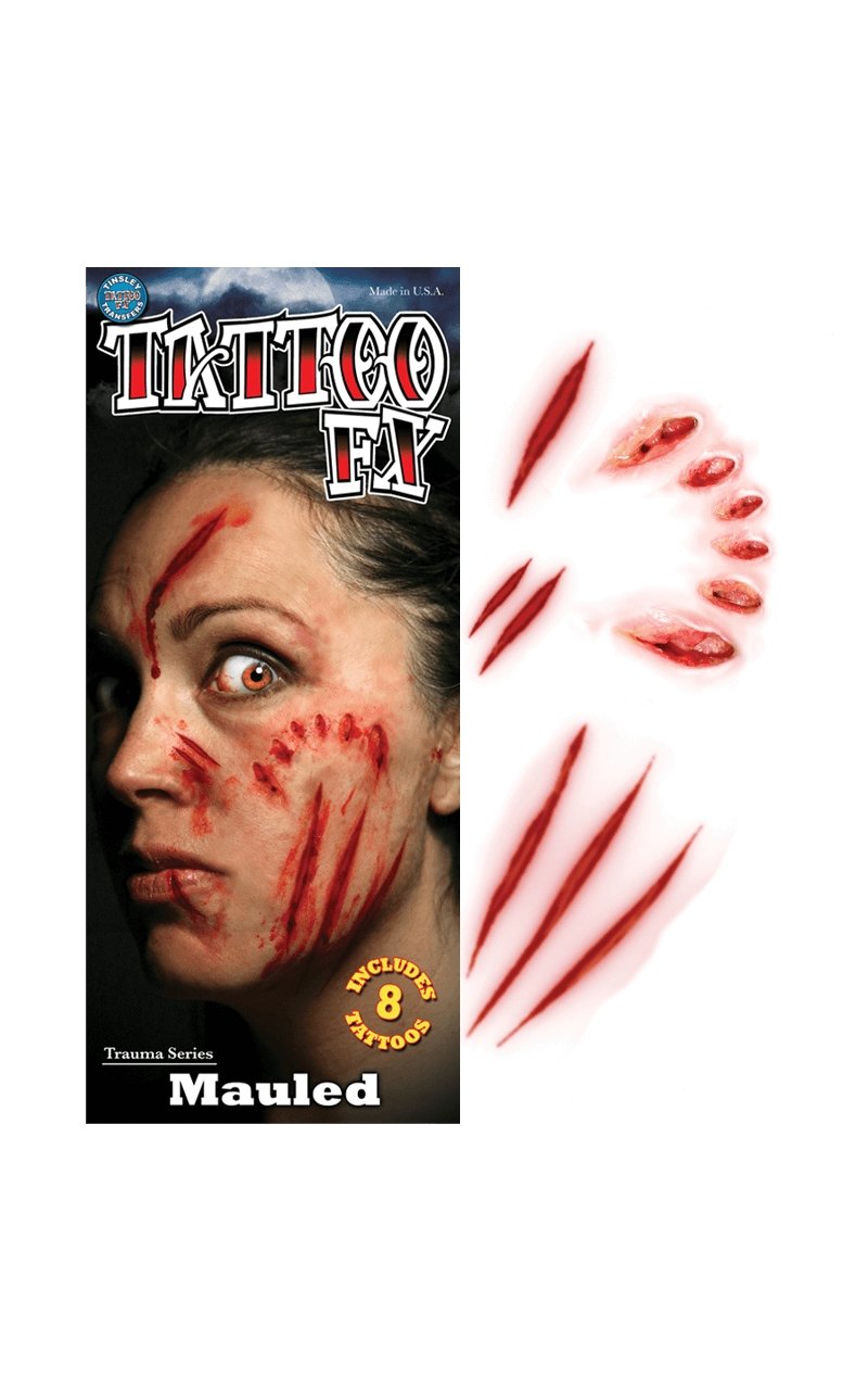 Mauled Trauma Tattoo Transfer - Joke.co.uk