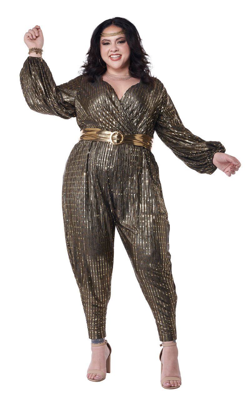 Womens Gold Disco Queen Plus Size Costume - Joke.co.uk